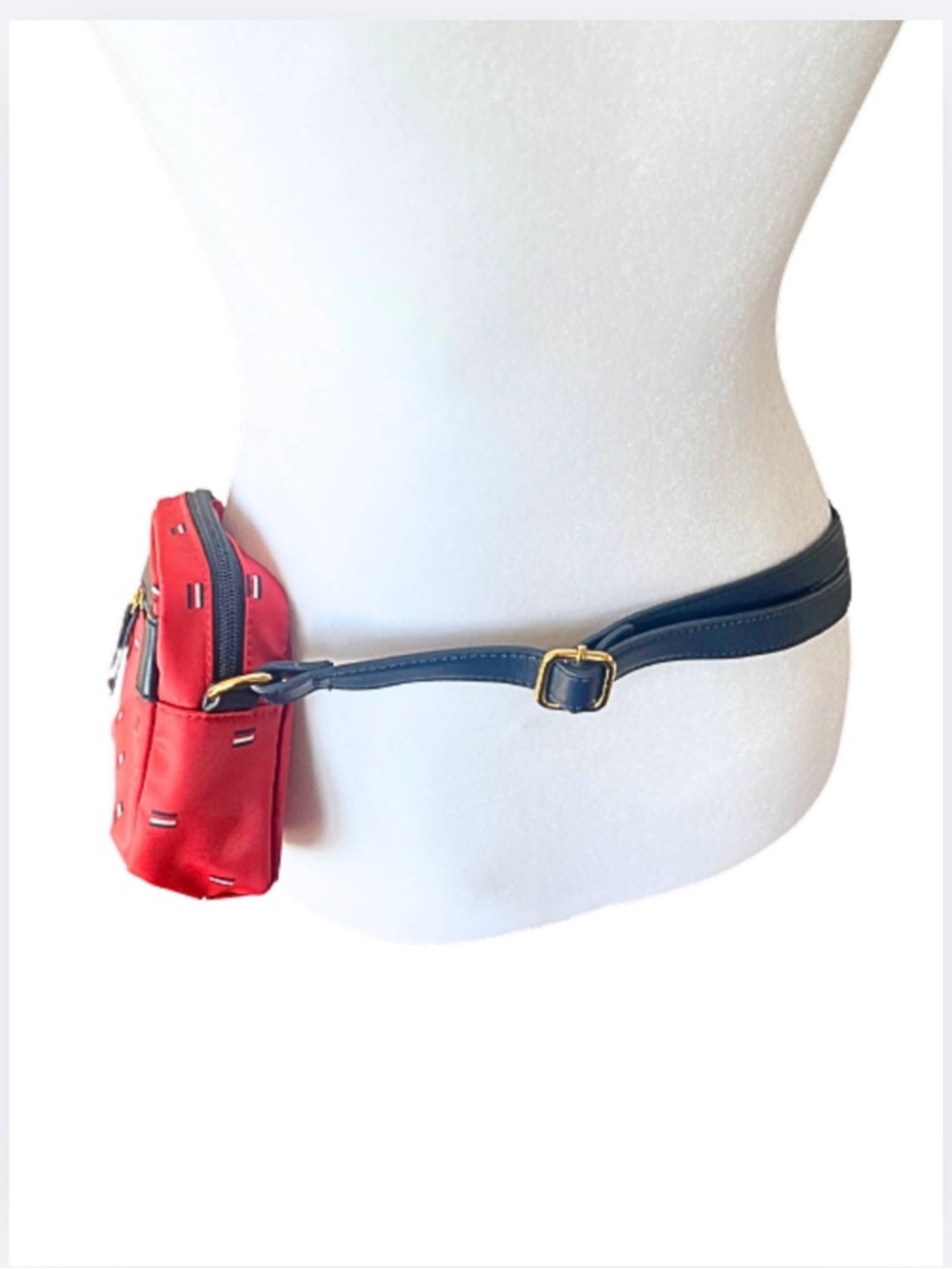 Tommy Hilfiger Red Nylon Belt Bag /Crossbody with Navy Trim - Picture 10 of 10